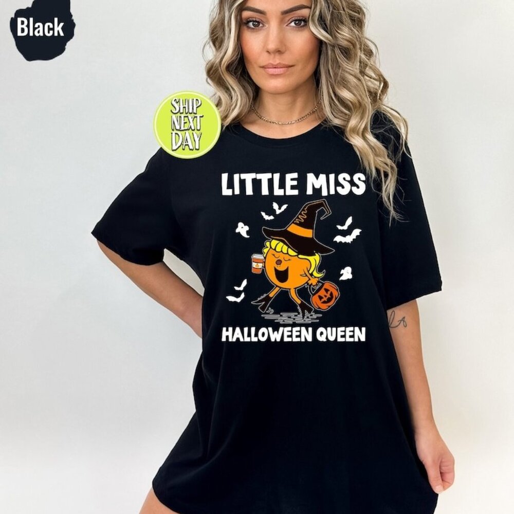 Little Miss Halloween Queen T-Shirt, Pumpkin Halloween Shirt